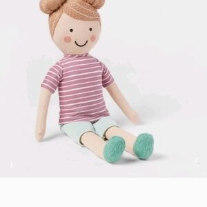 Pillowfort Pink and Mint Striped Doll